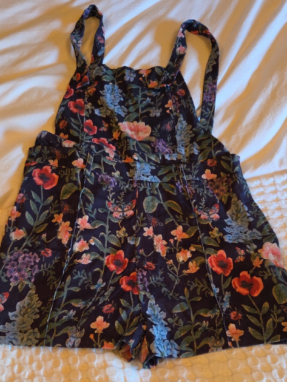 Cider Floral Print Black Romper Shorts with Multicolor Flowers